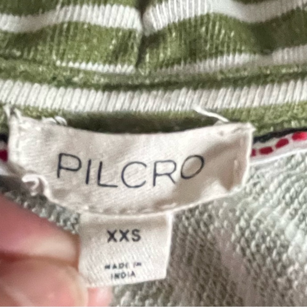 Anthropologie Sweatshirt Women‎ Pilcro Wharfside Hoodie Green Stripe Pullover - Picture 11 of 11